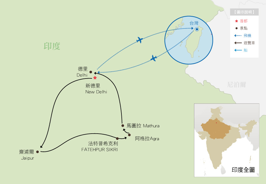 印度-行程地圖